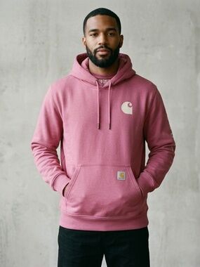 Carhartt Dusty Rose Reverse Weave Fleece Hoodie SizeL, Graphic NWOT (New No Tags